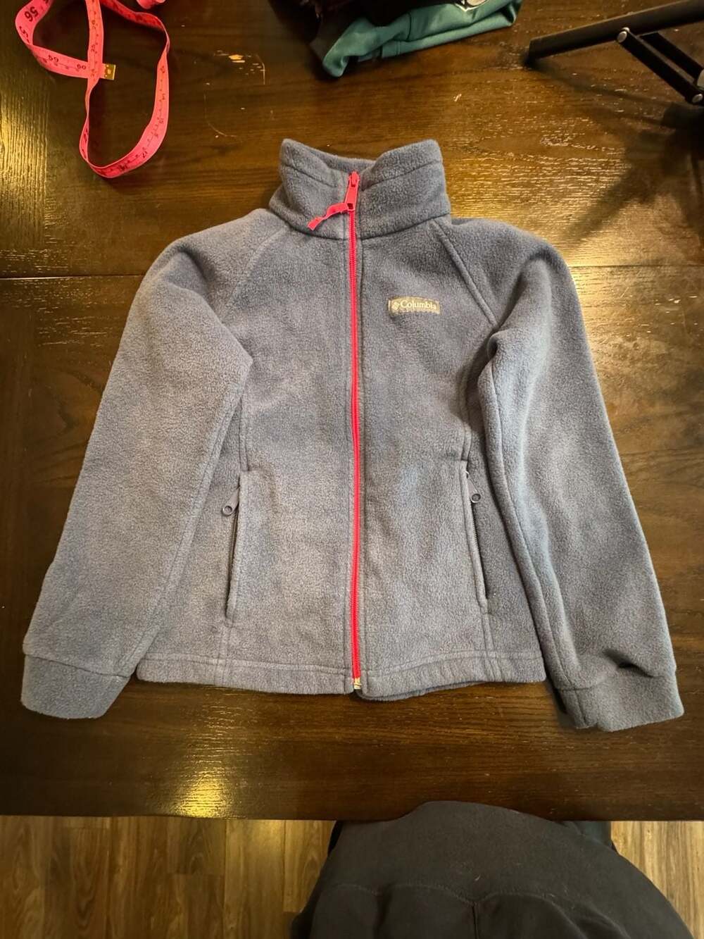 Columbia Fleece Jacket Size S (7/8) Blue Pink Full Zip